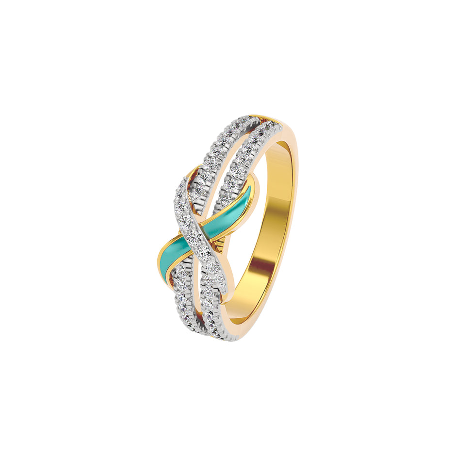 The Green Gleam Fashion Diamonds Ring 18 KT / Yellow Gold / 22