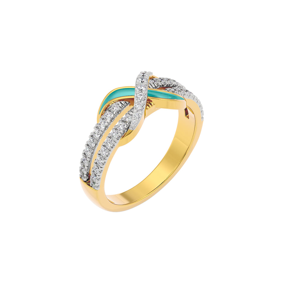 The Green Gleam Fashion Diamonds Ring 18 KT / Yellow Gold / 22