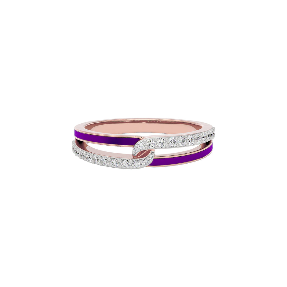 Pink Orchid Curve Fashion Diamond Ring 18 KT / Rose Gold / 22