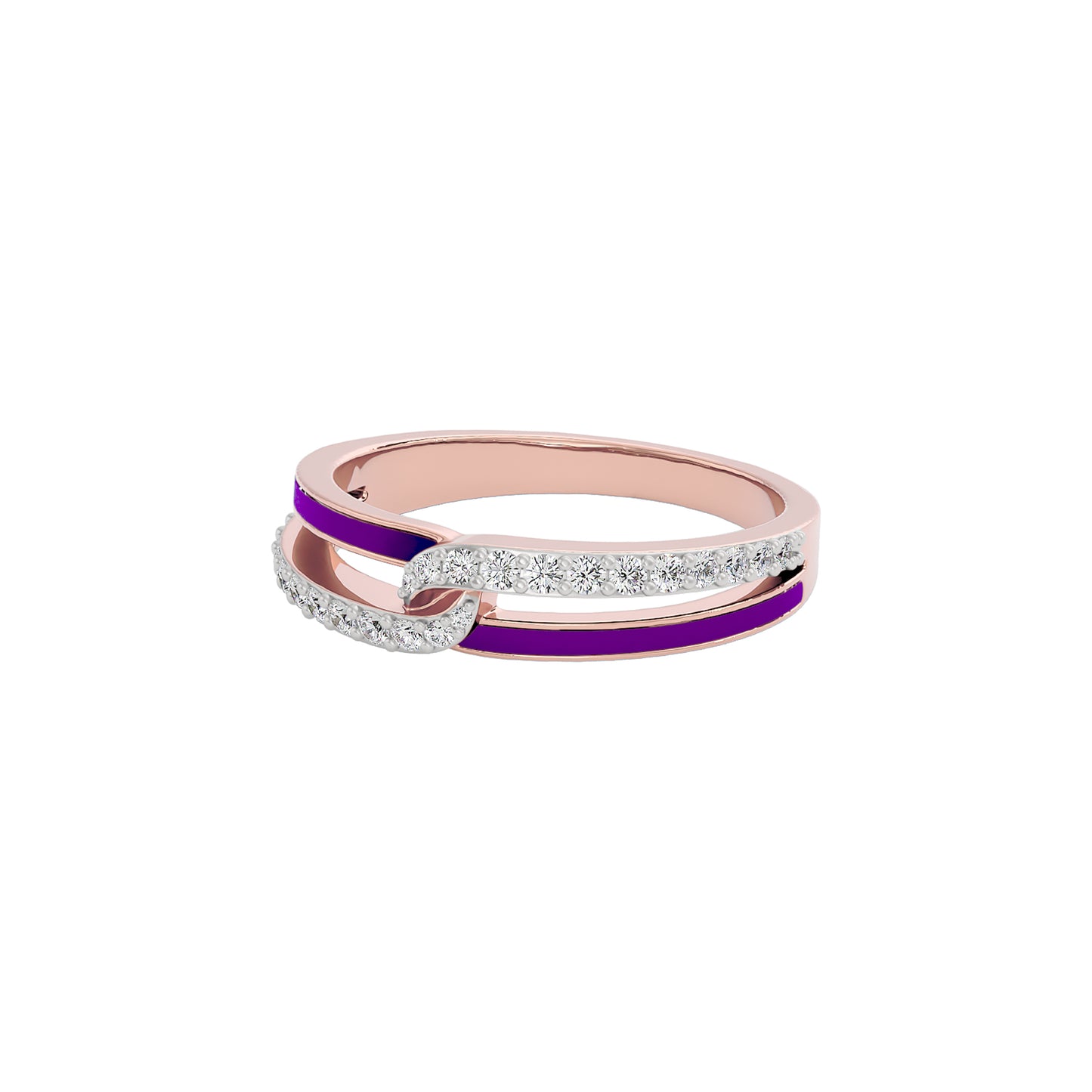 Pink Orchid Curve Fashion Diamond Ring 18 KT / Rose Gold / 22