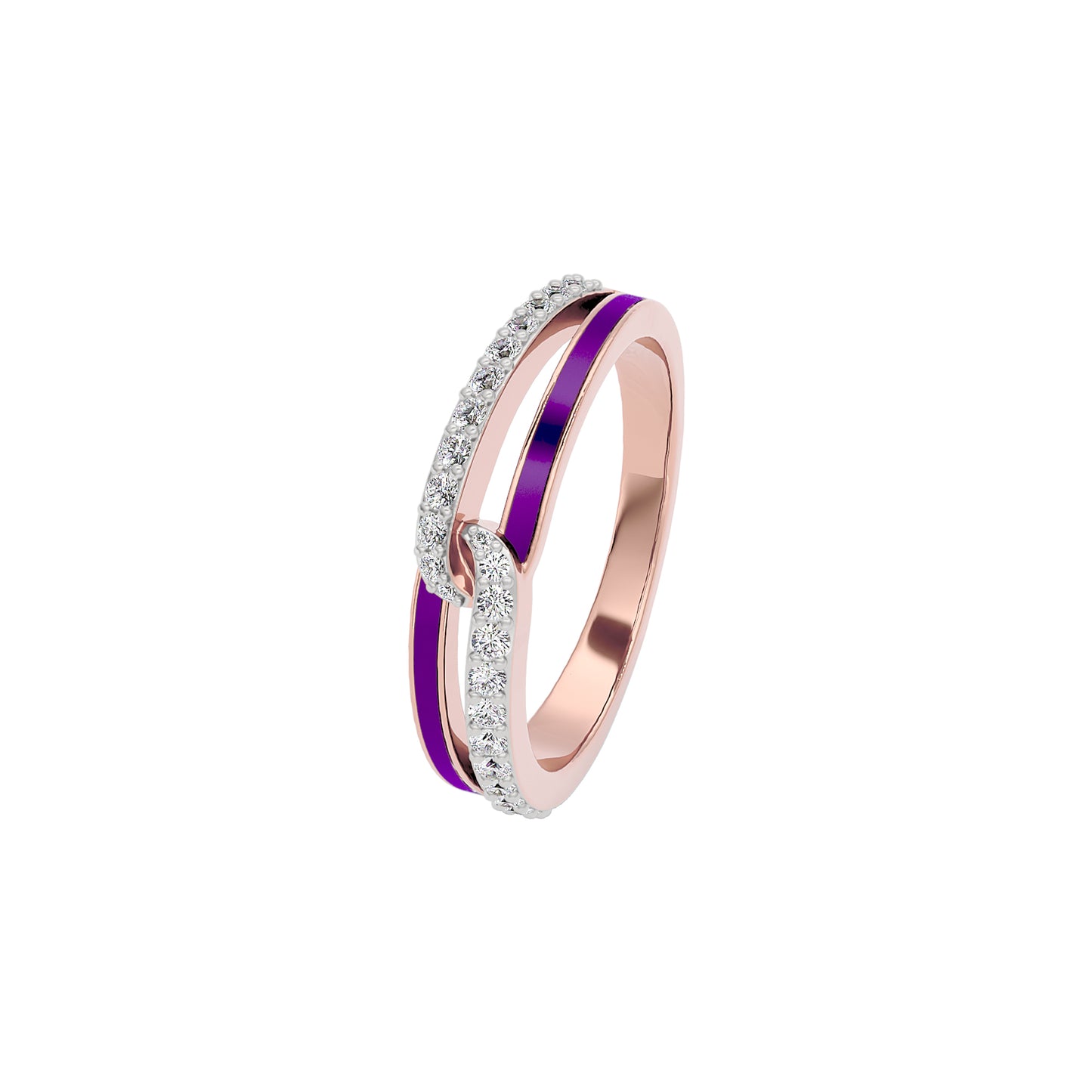 Pink Orchid Curve Fashion Diamond Ring 18 KT / Rose Gold / 22