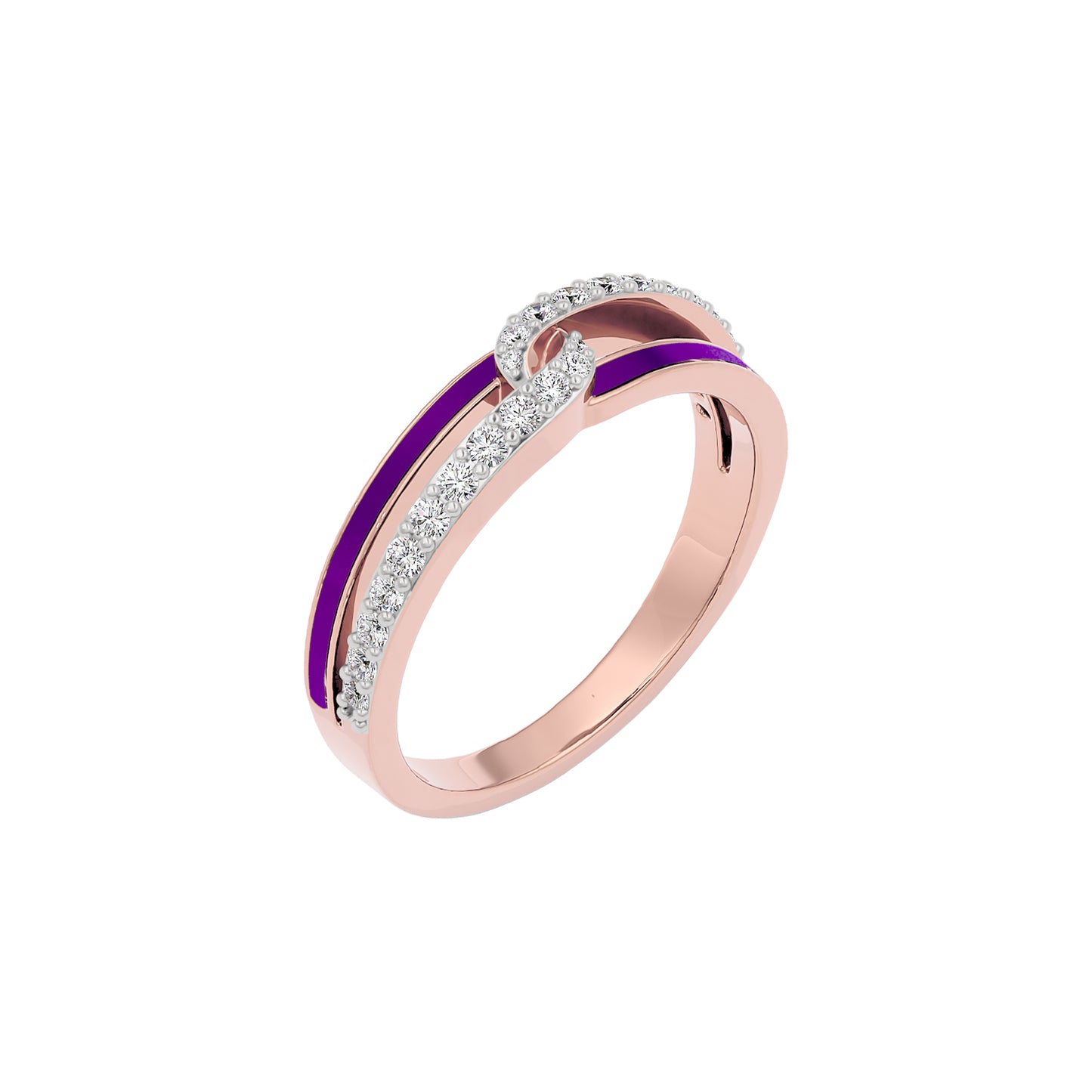 Pink Orchid Curve Fashion Diamond Ring 18 KT / Rose Gold / 22