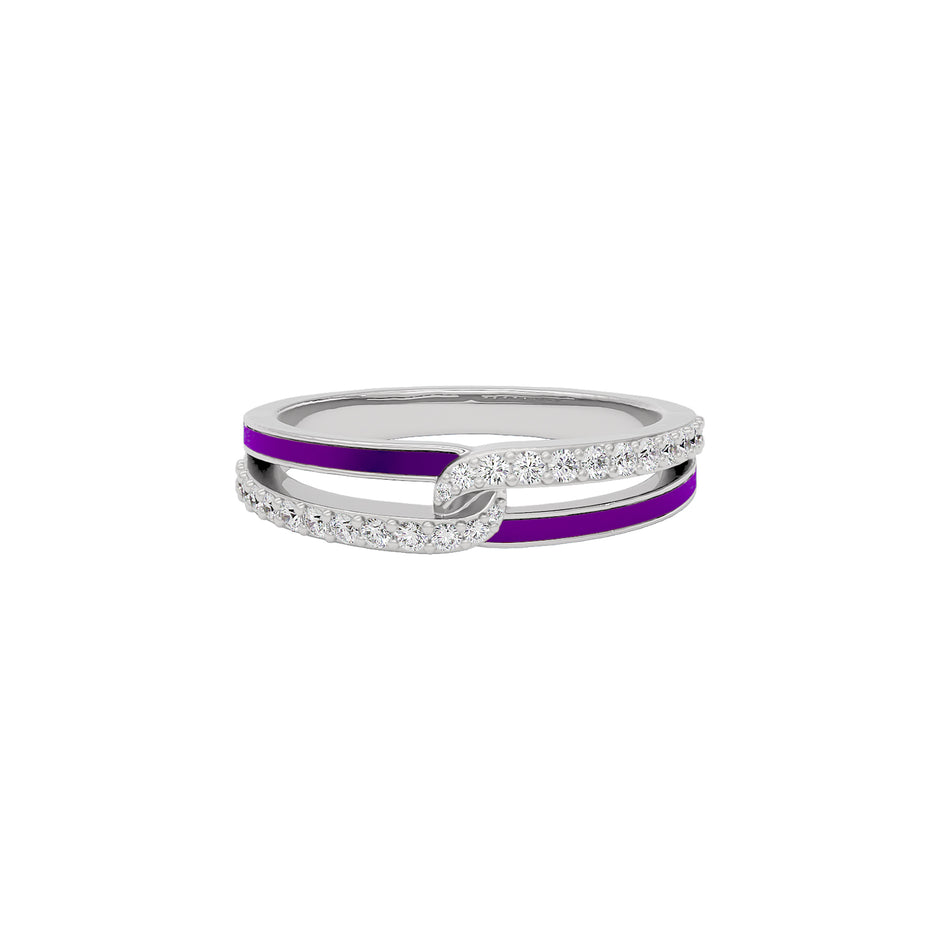 Pink Orchid Curve Fashion Diamond Ring 18 KT / White Gold / 22