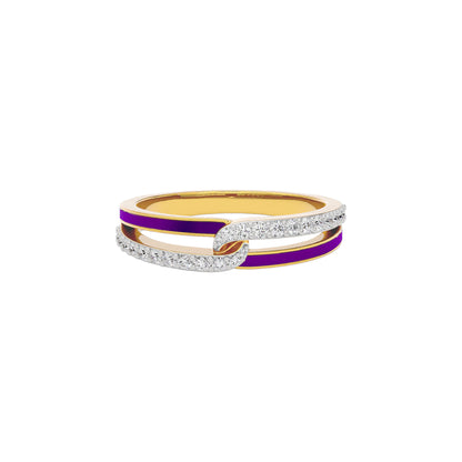 Pink Orchid Curve Fashion Diamond Ring 18 KT / Yellow Gold / 22