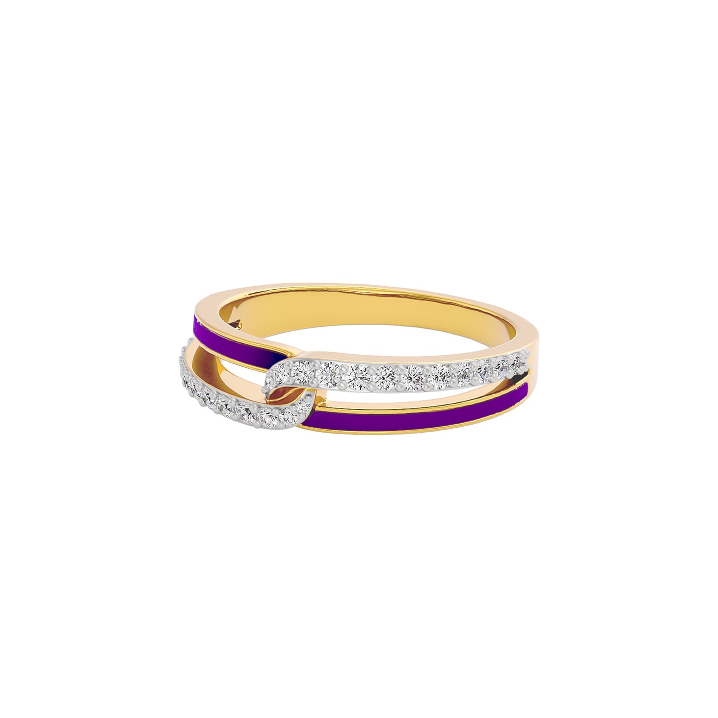 Pink Orchid Curve Fashion Diamond Ring 18 KT / Yellow Gold / 22