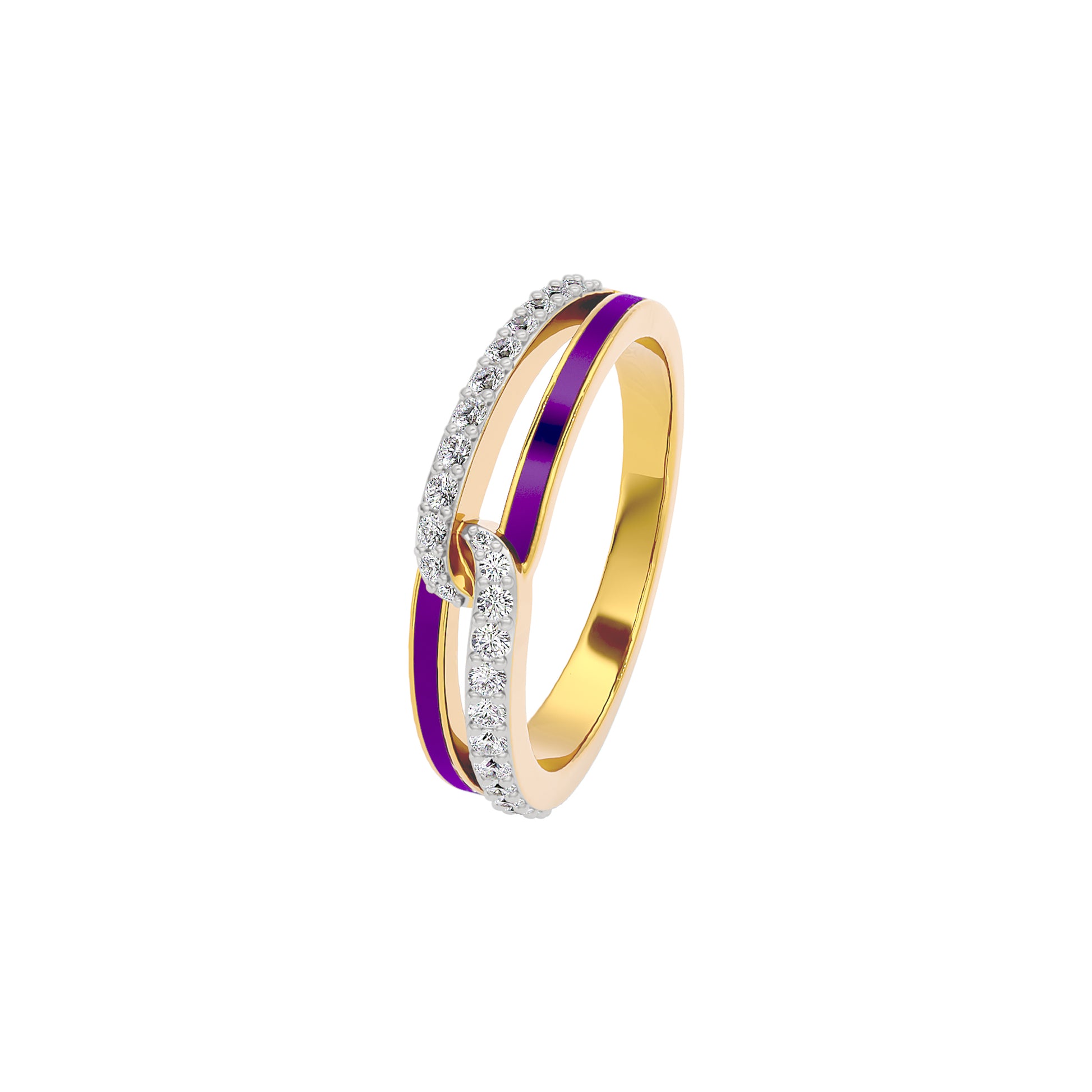 Pink Orchid Curve Fashion Diamond Ring 18 KT / Yellow Gold / 22