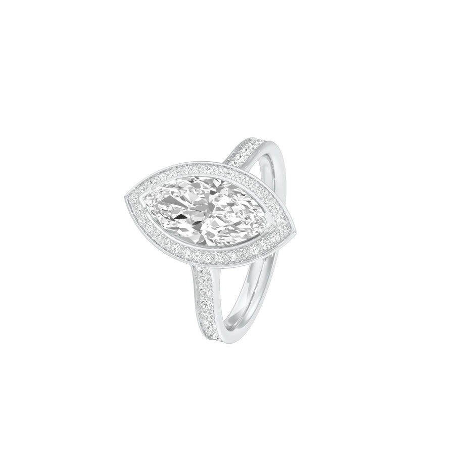 Round the World Diamond Engagement Ring 18 KT / White Gold / 22