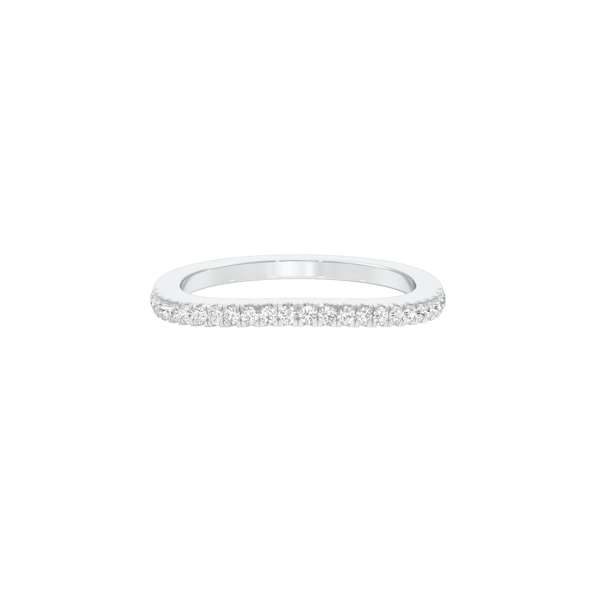 Crystal Circle Diamond Band Ring 18 KT / White Gold / 22