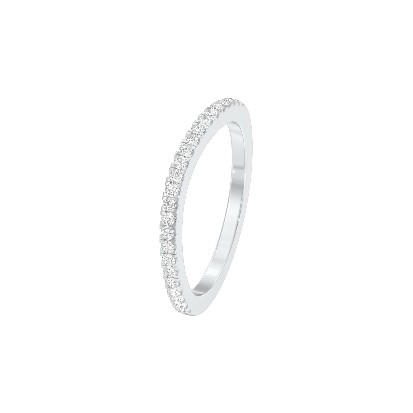 Crystal Circle Diamond Band Ring 18 KT / White Gold / 22