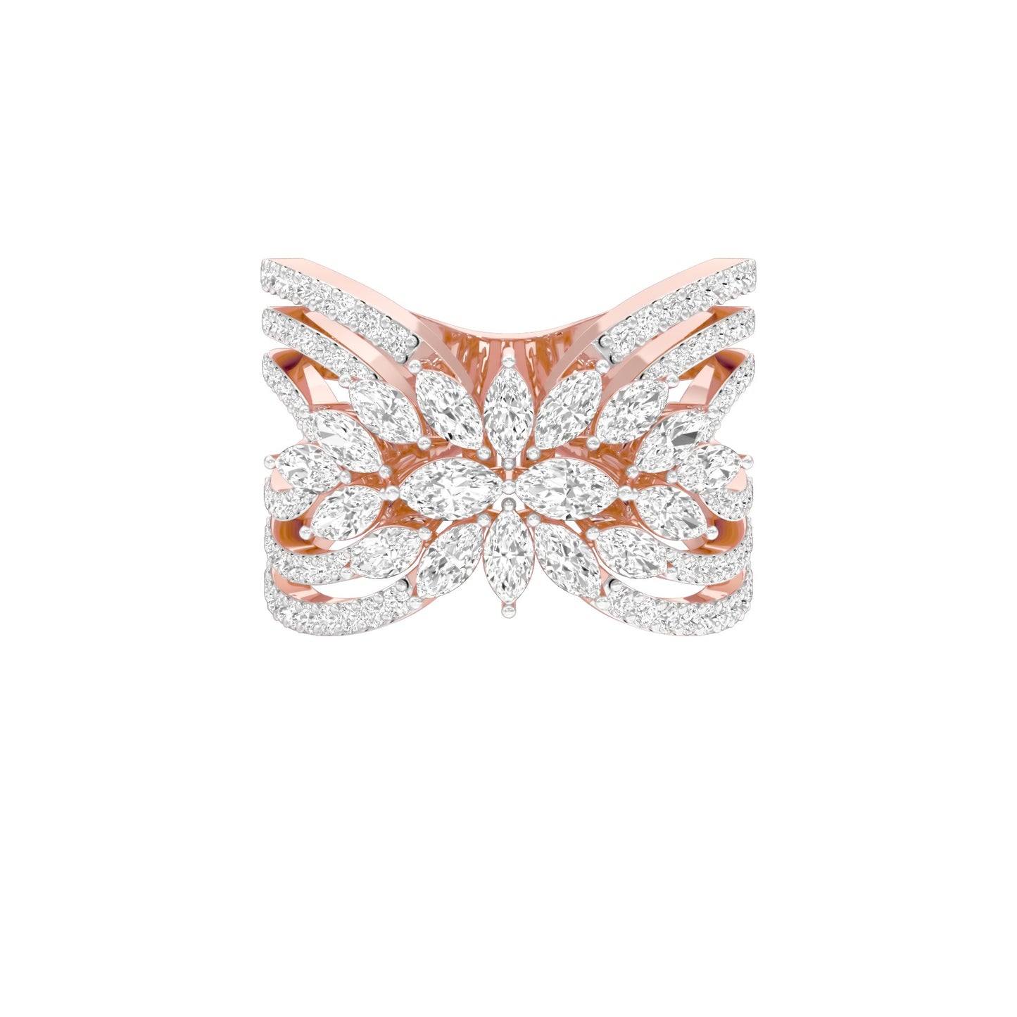 Moonlight Sparkle Diamond Cockatail Ring 18 KT / Rose Gold / 22