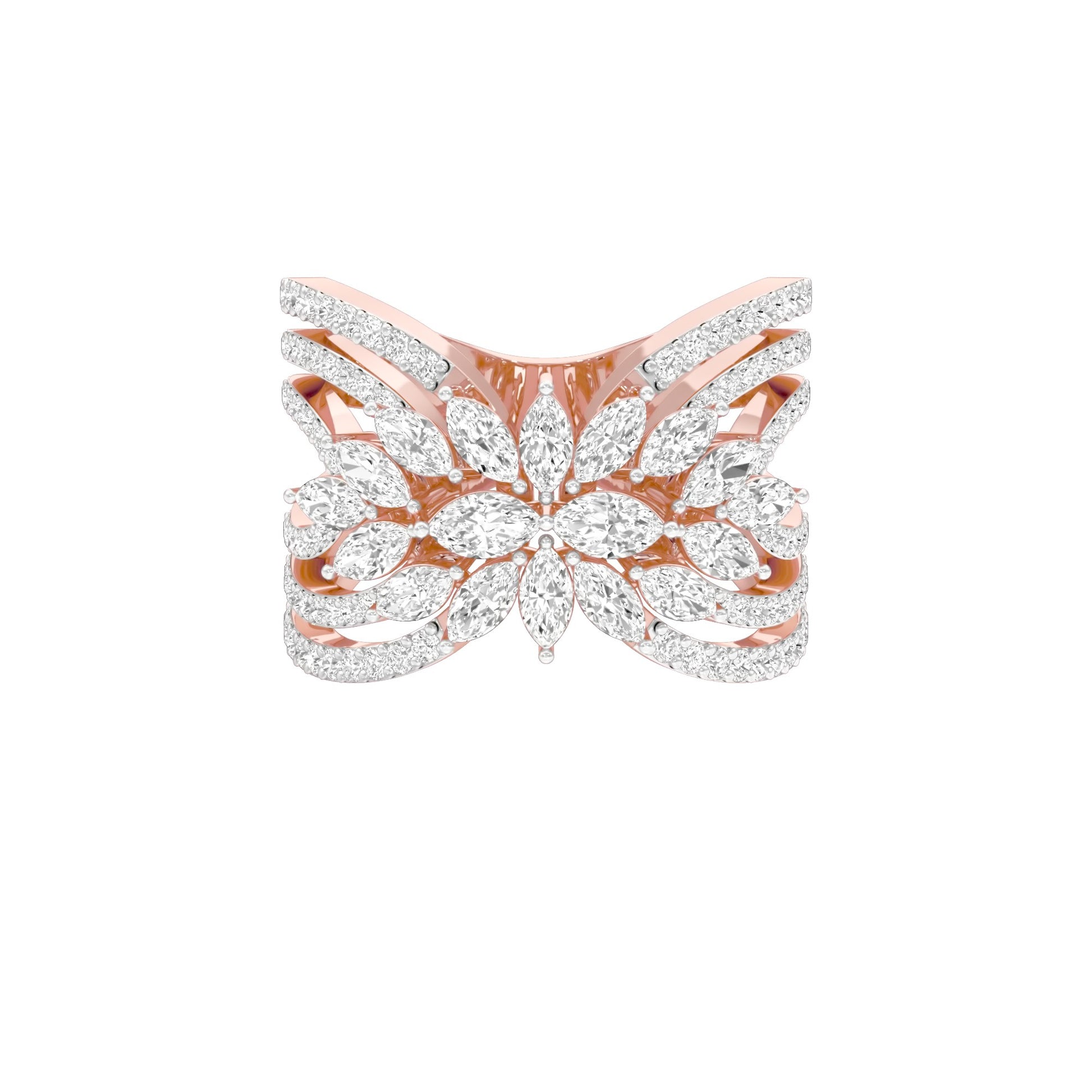 Moonlight Sparkle Diamond Cockatail Ring 18 KT / Rose Gold / 22