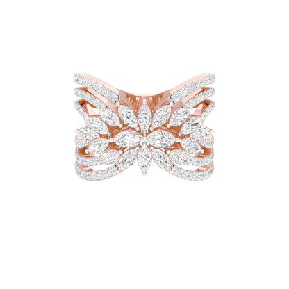 Moonlight Sparkle Diamond Cockatail Ring 18 KT / Rose Gold / 22