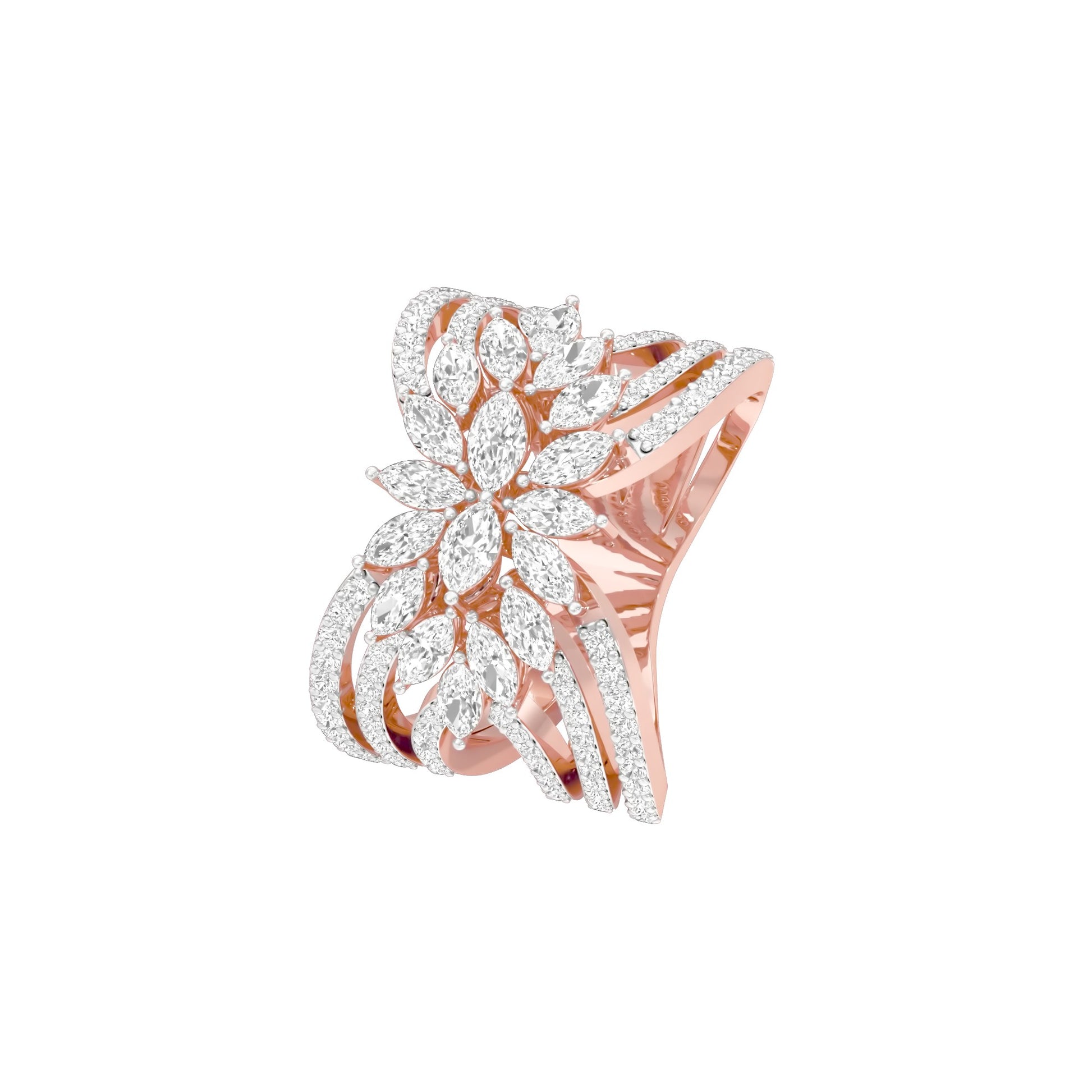 Moonlight Sparkle Diamond Cockatail Ring 18 KT / Rose Gold / 22