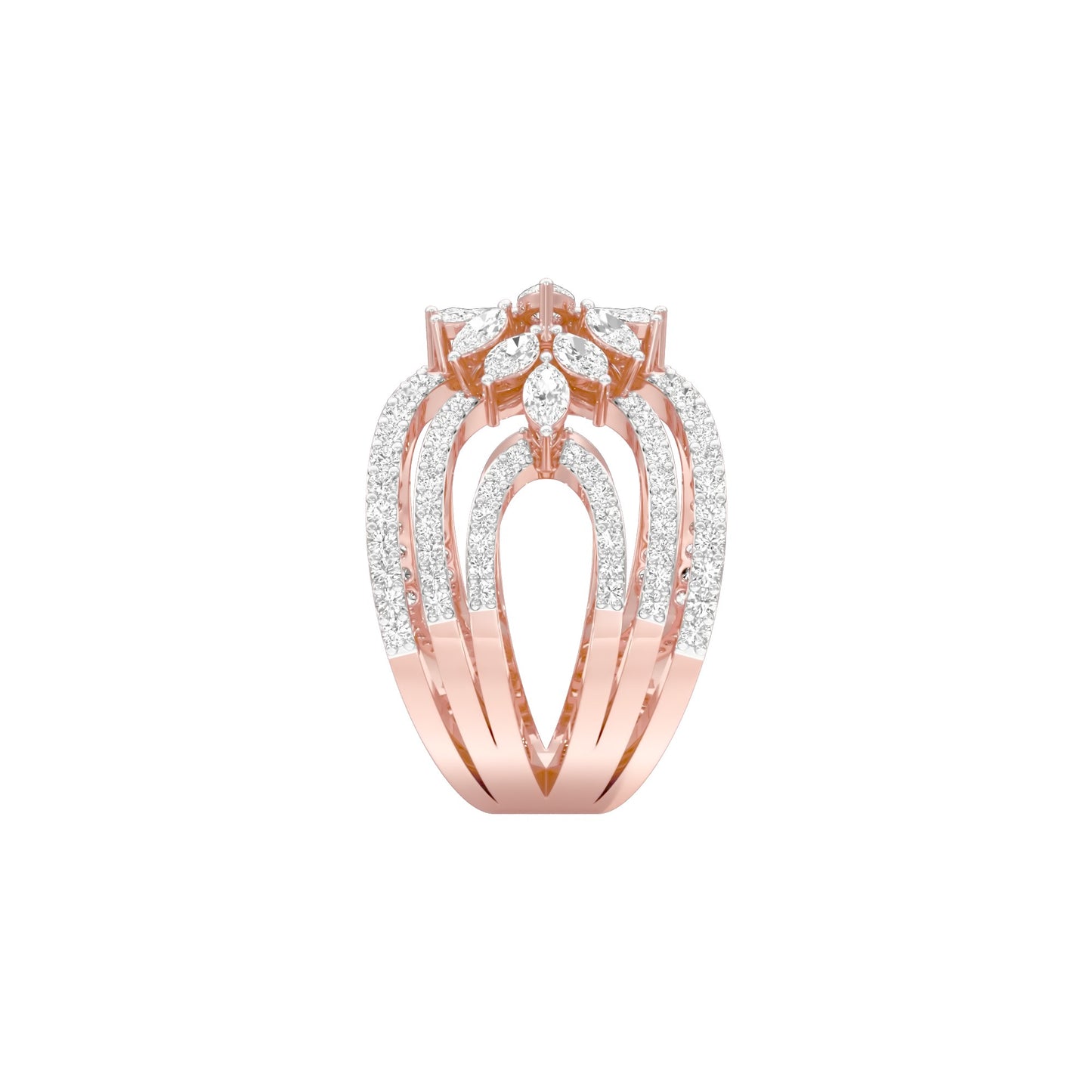Moonlight Sparkle Diamond Cockatail Ring 18 KT / Rose Gold / 22