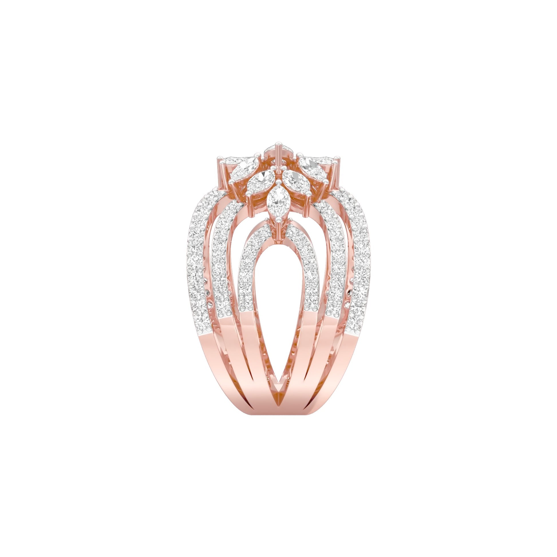 Moonlight Sparkle Diamond Cockatail Ring 18 KT / Rose Gold / 22