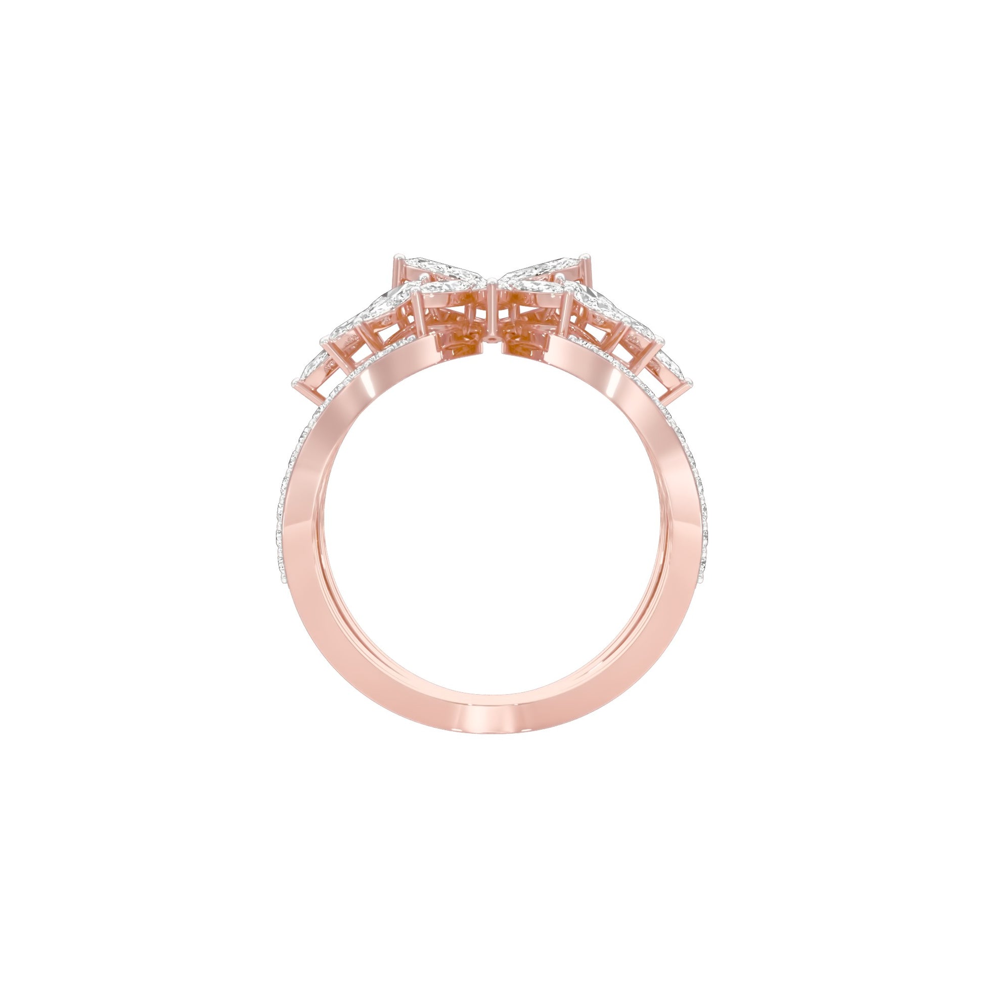 Moonlight Sparkle Diamond Cockatail Ring 18 KT / Rose Gold / 22