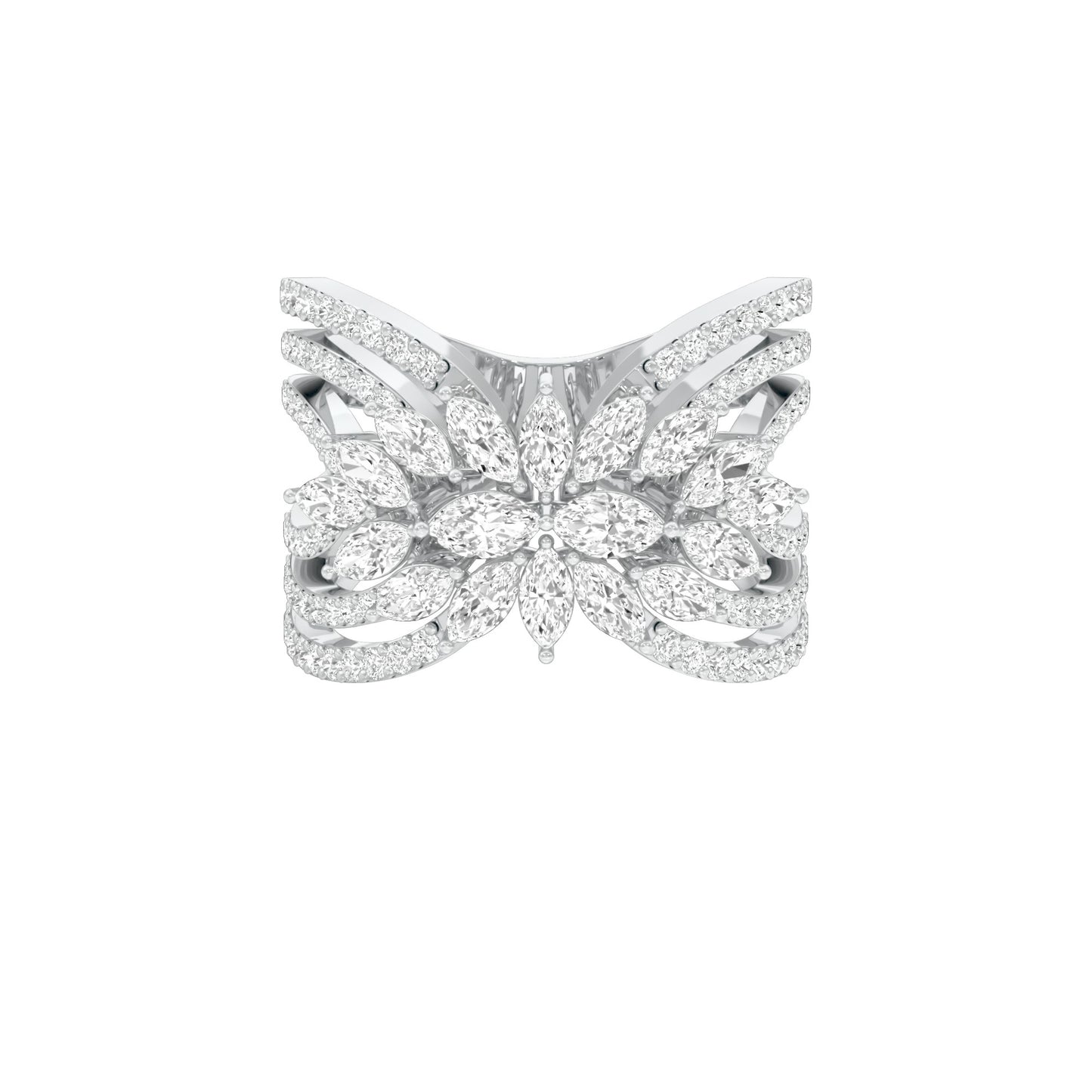 Moonlight Sparkle Diamond Cockatail Ring 18 KT / White Gold / 22