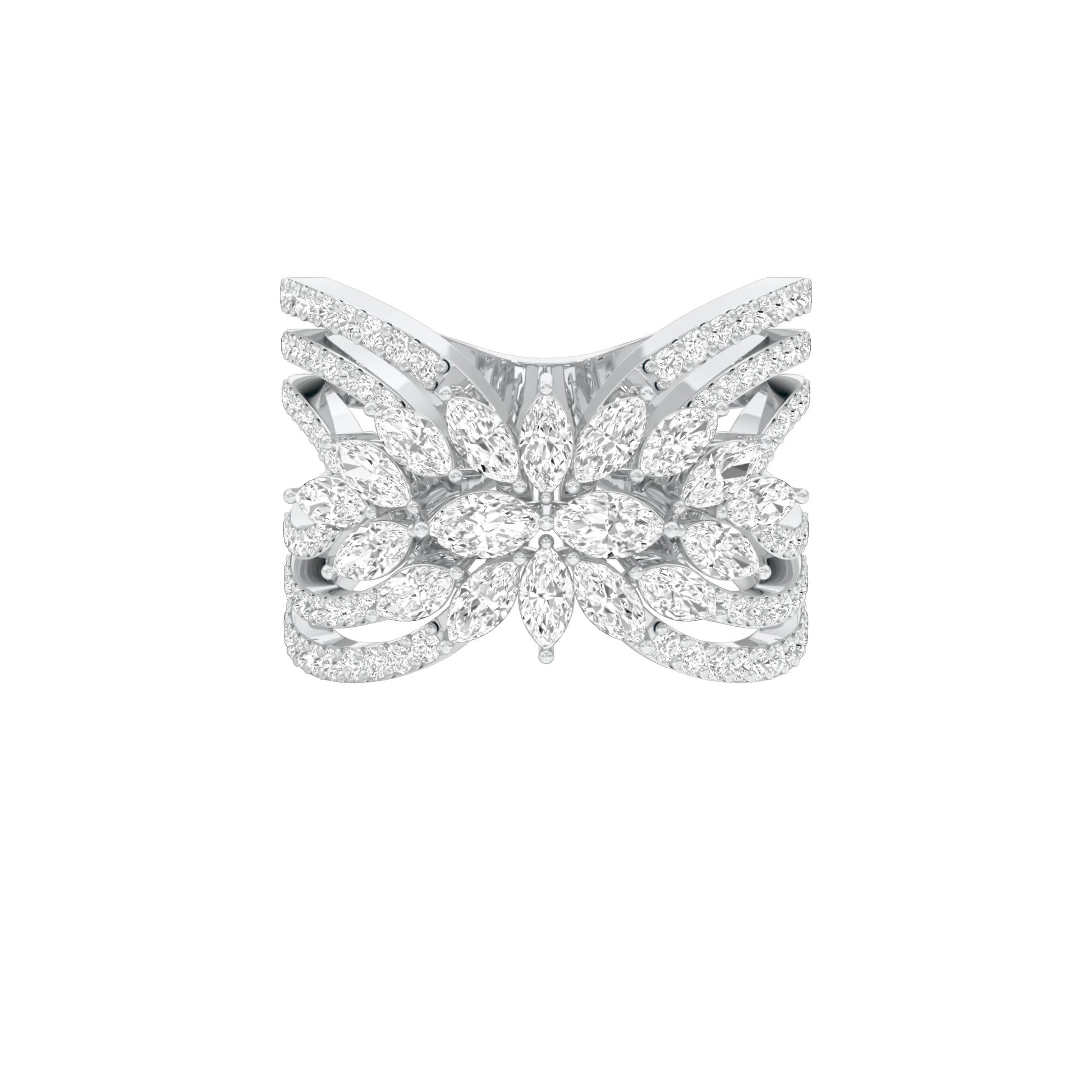 Moonlight Sparkle Diamond Cockatail Ring 18 KT / White Gold / 22