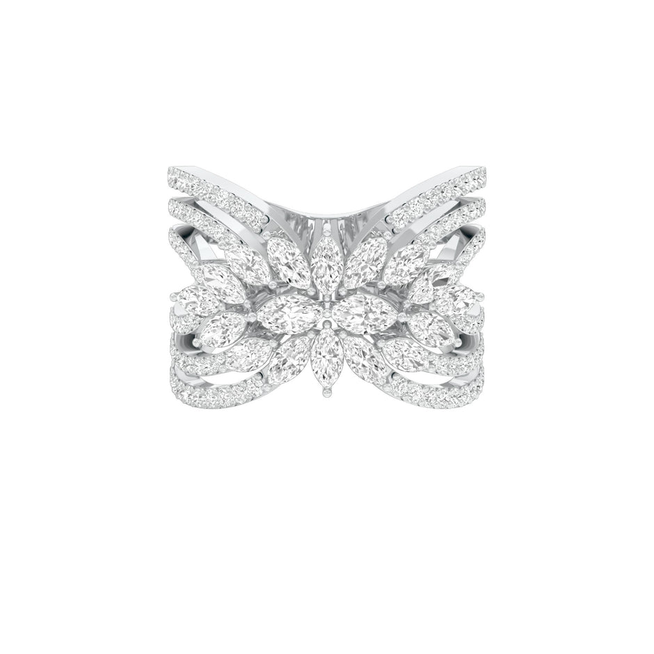Moonlight Sparkle Diamond Cockatail Ring 18 KT / White Gold / 22