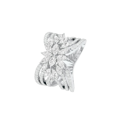 Moonlight Sparkle Diamond Cockatail Ring 18 KT / White Gold / 22