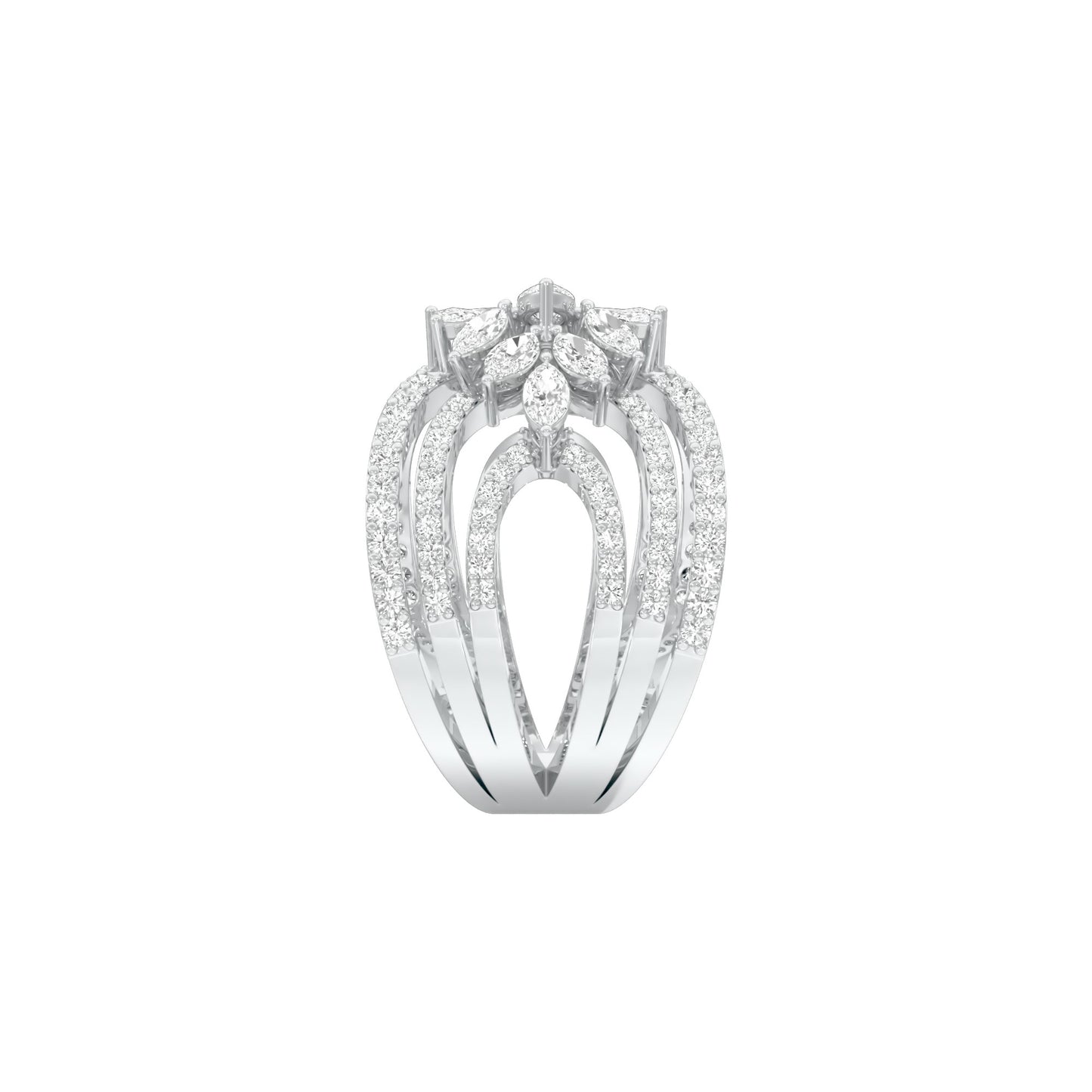 Moonlight Sparkle Diamond Cockatail Ring 18 KT / White Gold / 22