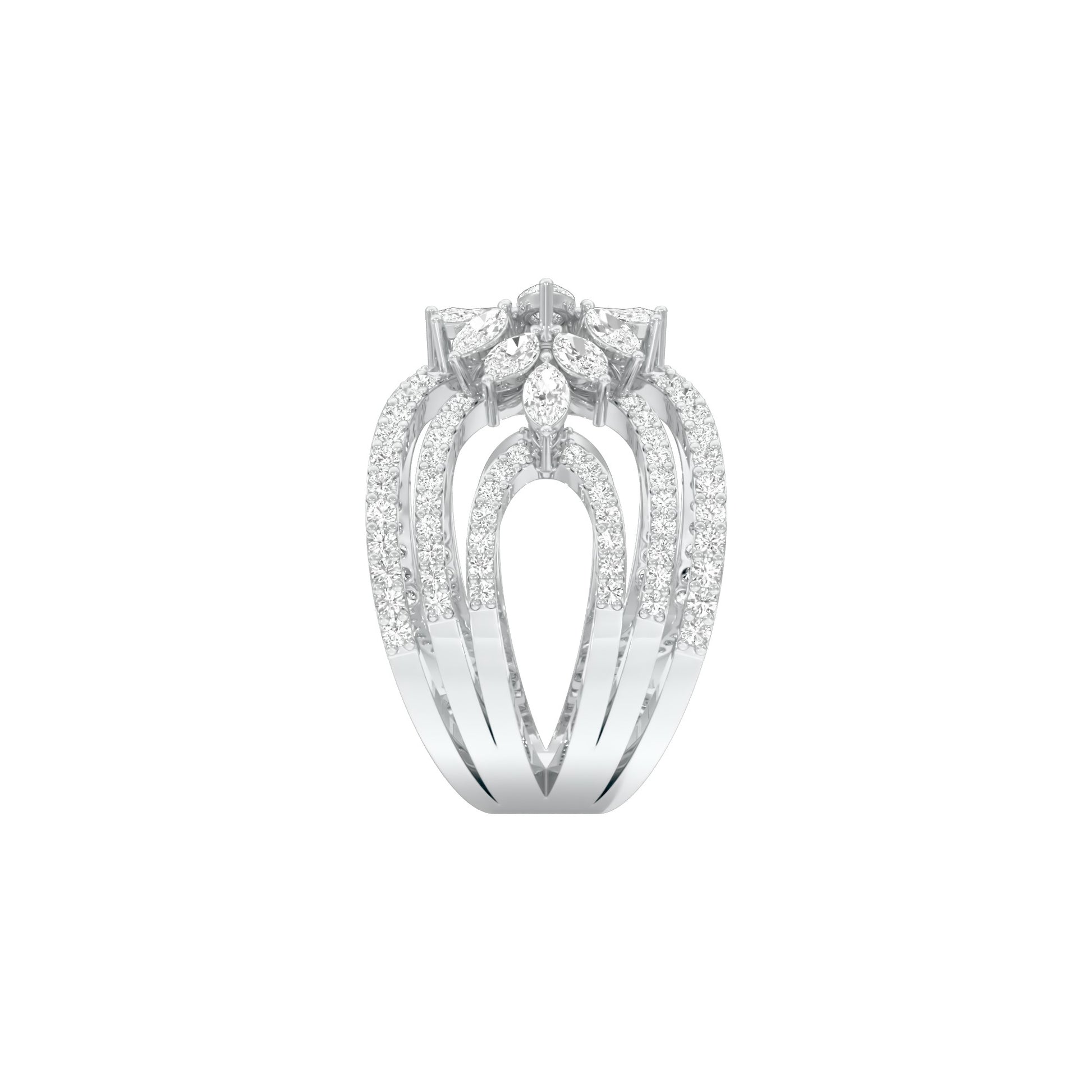 Moonlight Sparkle Diamond Cockatail Ring 18 KT / White Gold / 22