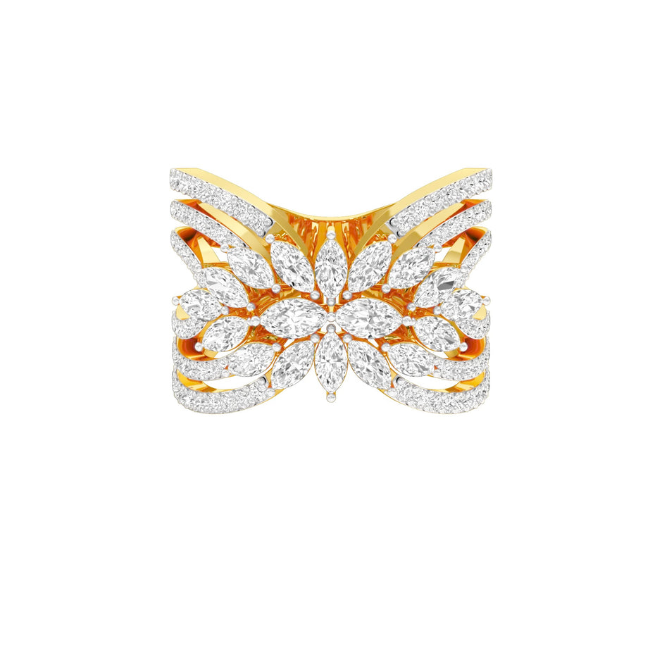 Moonlight Sparkle Diamond Cockatail Ring 18 KT / Yellow Gold / 22