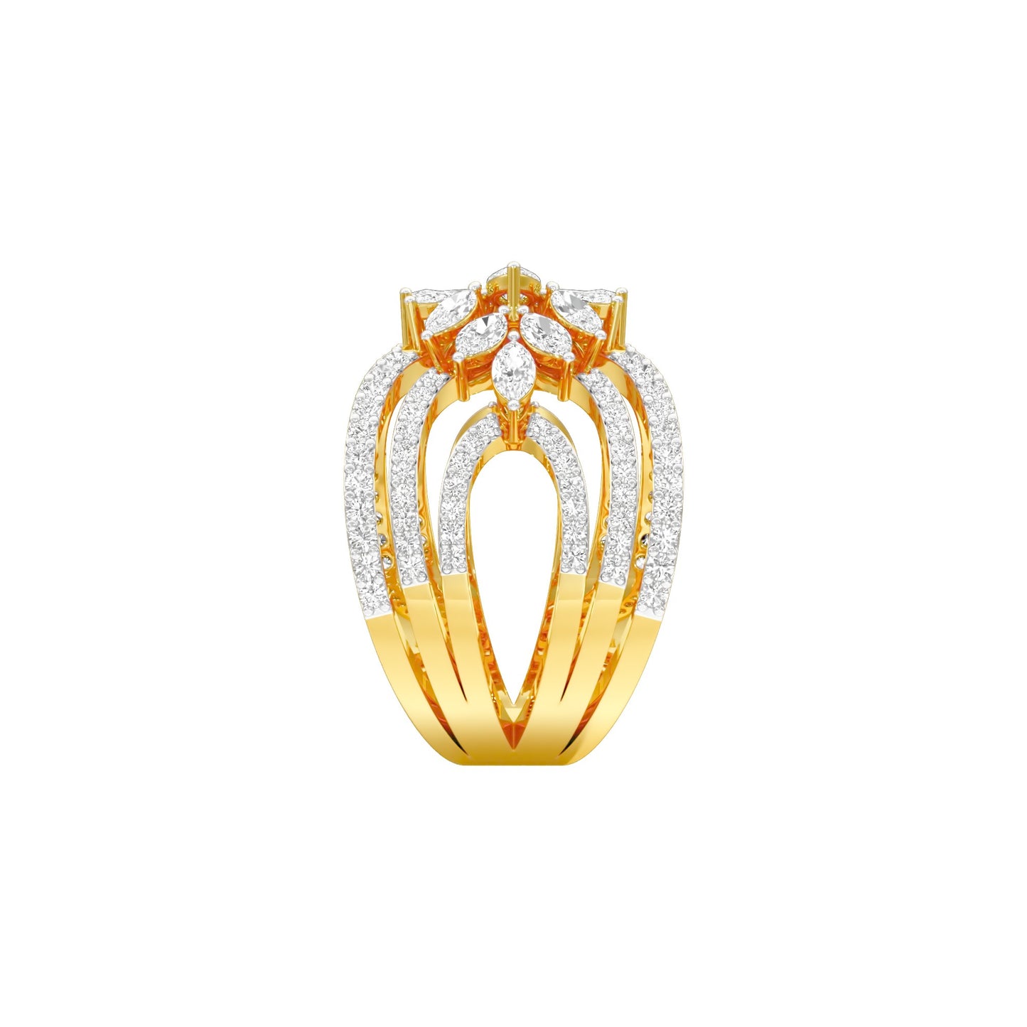 Moonlight Sparkle Diamond Cockatail Ring 18 KT / Yellow Gold / 22