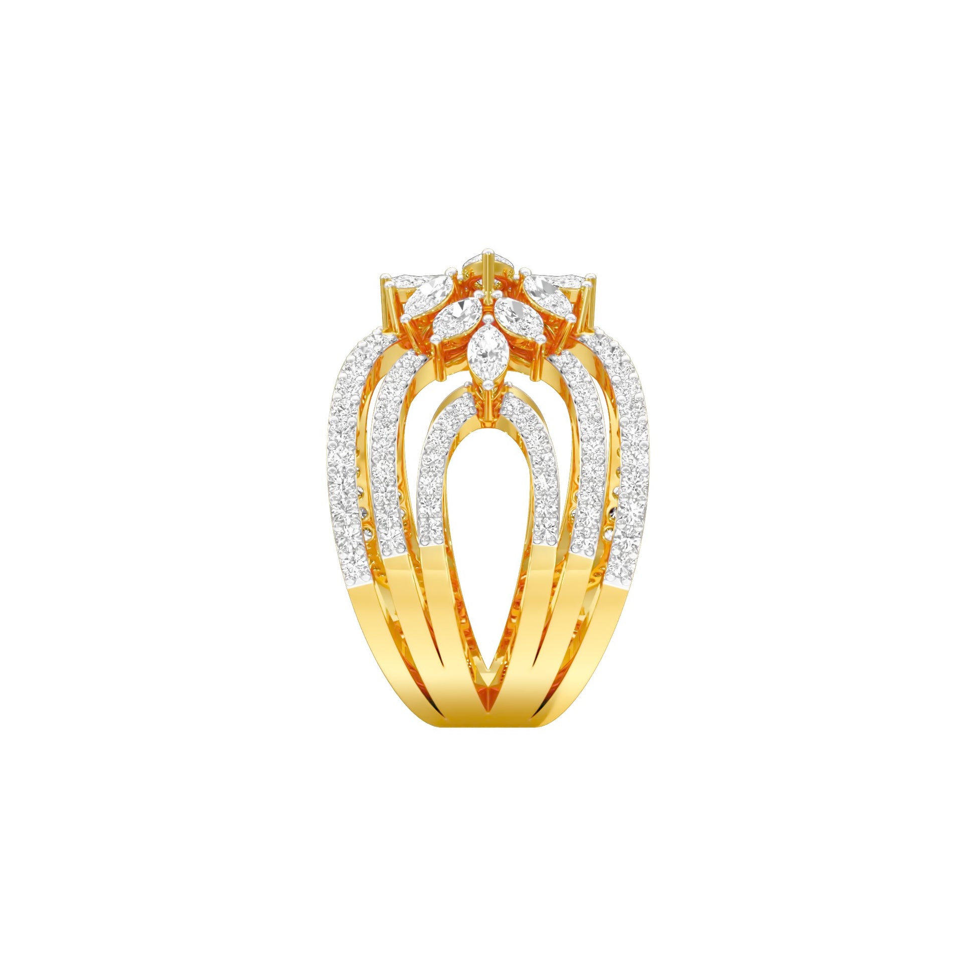 Moonlight Sparkle Diamond Cockatail Ring 18 KT / Yellow Gold / 22