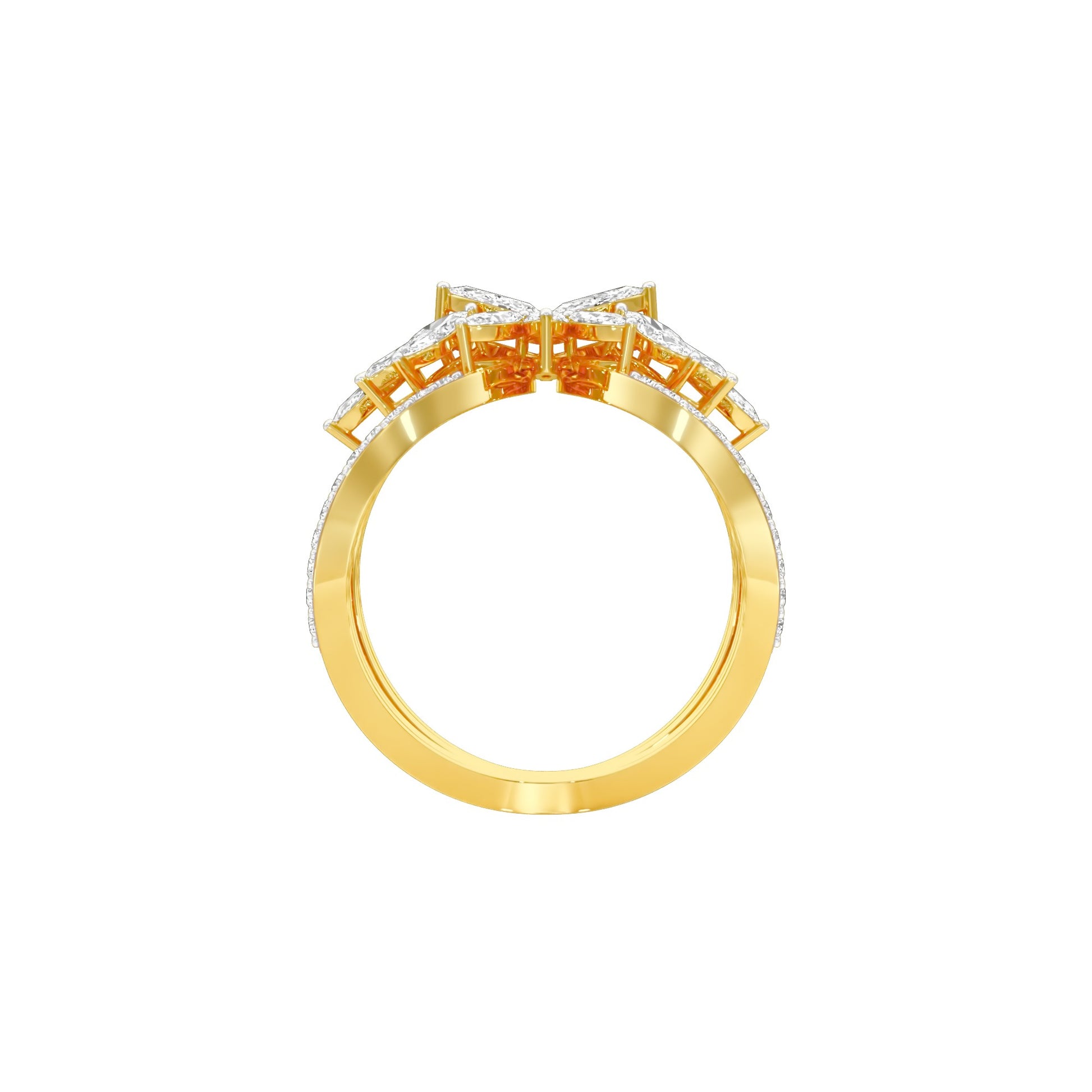 Moonlight Sparkle Diamond Cockatail Ring 18 KT / Yellow Gold / 22