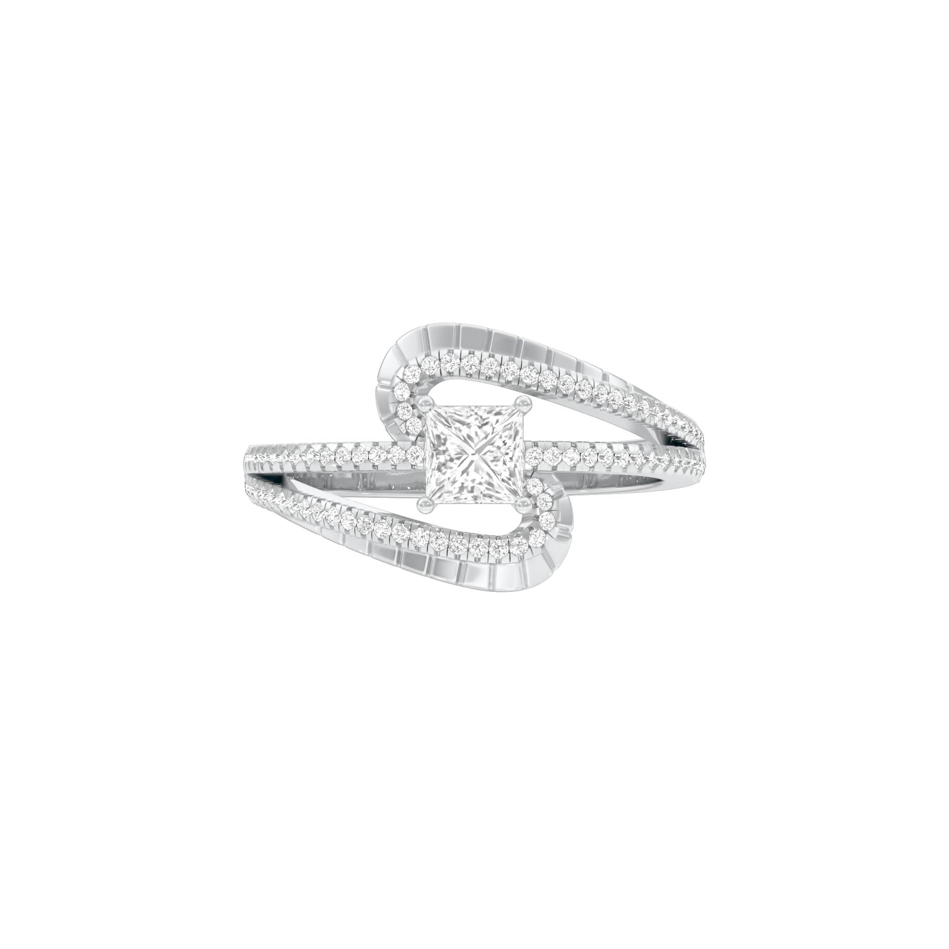 Swirl & Sparkle Diamond Cocktail Ring 18 KT / White Gold / 18