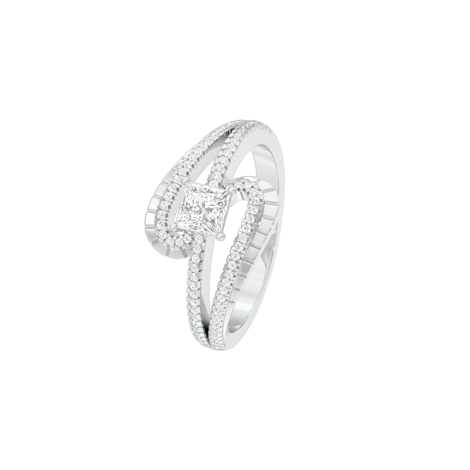 Swirl & Sparkle Diamond Cocktail Ring 18 KT / White Gold / 18