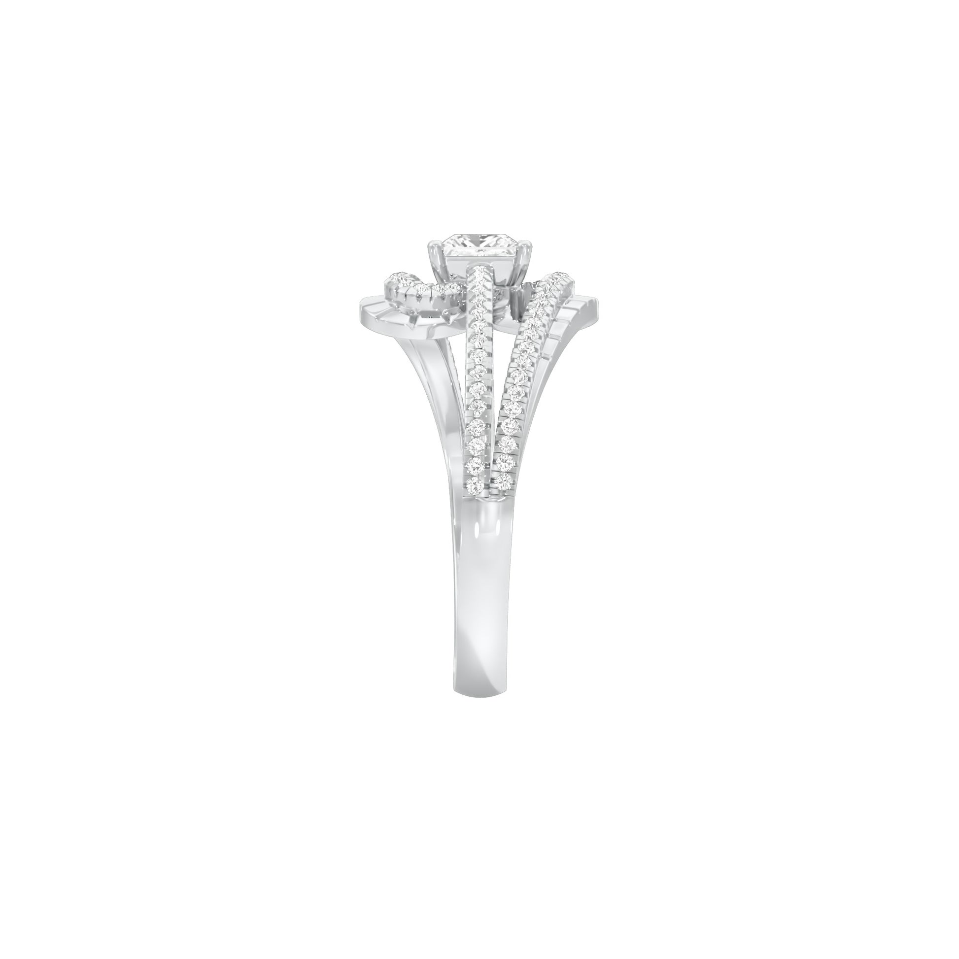 Swirl & Sparkle Diamond Cocktail Ring 18 KT / White Gold / 18