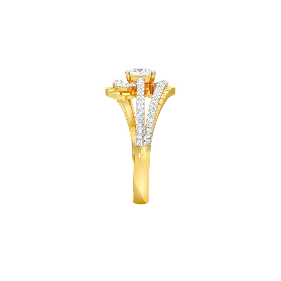 Swirl & Sparkle Diamond Cocktail Ring 18 KT / Yellow Gold / 18