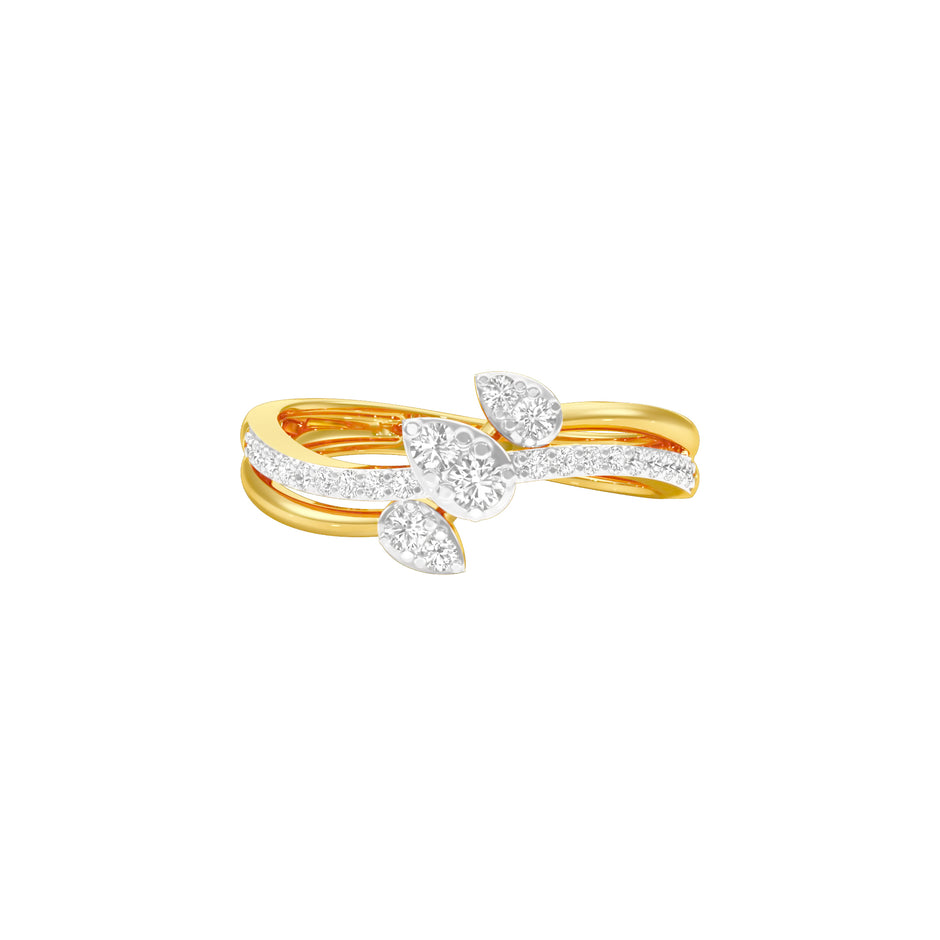 Wavecrest Pear Diamond Ring 18 KT / Yellow Gold / 18