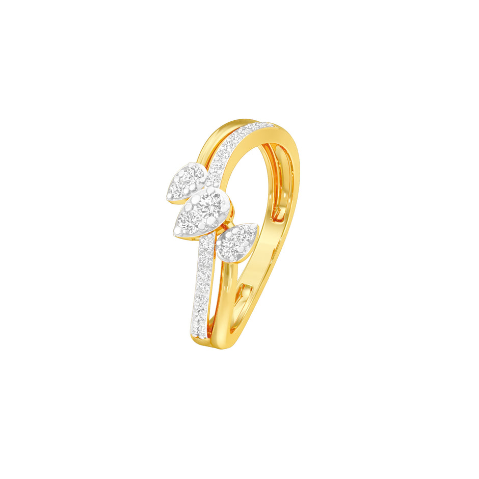 Wavecrest Pear Diamond Ring 18 KT / Yellow Gold / 18