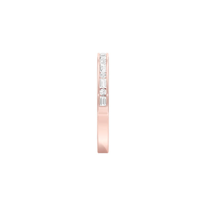 Round & Baugette Eternity Diamond Band Ring 18 KT / Rose Gold / 18