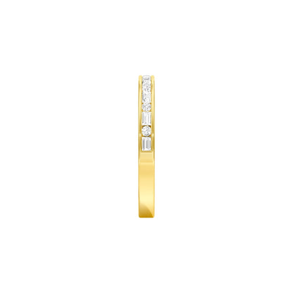 Round & Baugette Eternity Diamond Band Ring 18 KT / Yellow Gold / 18