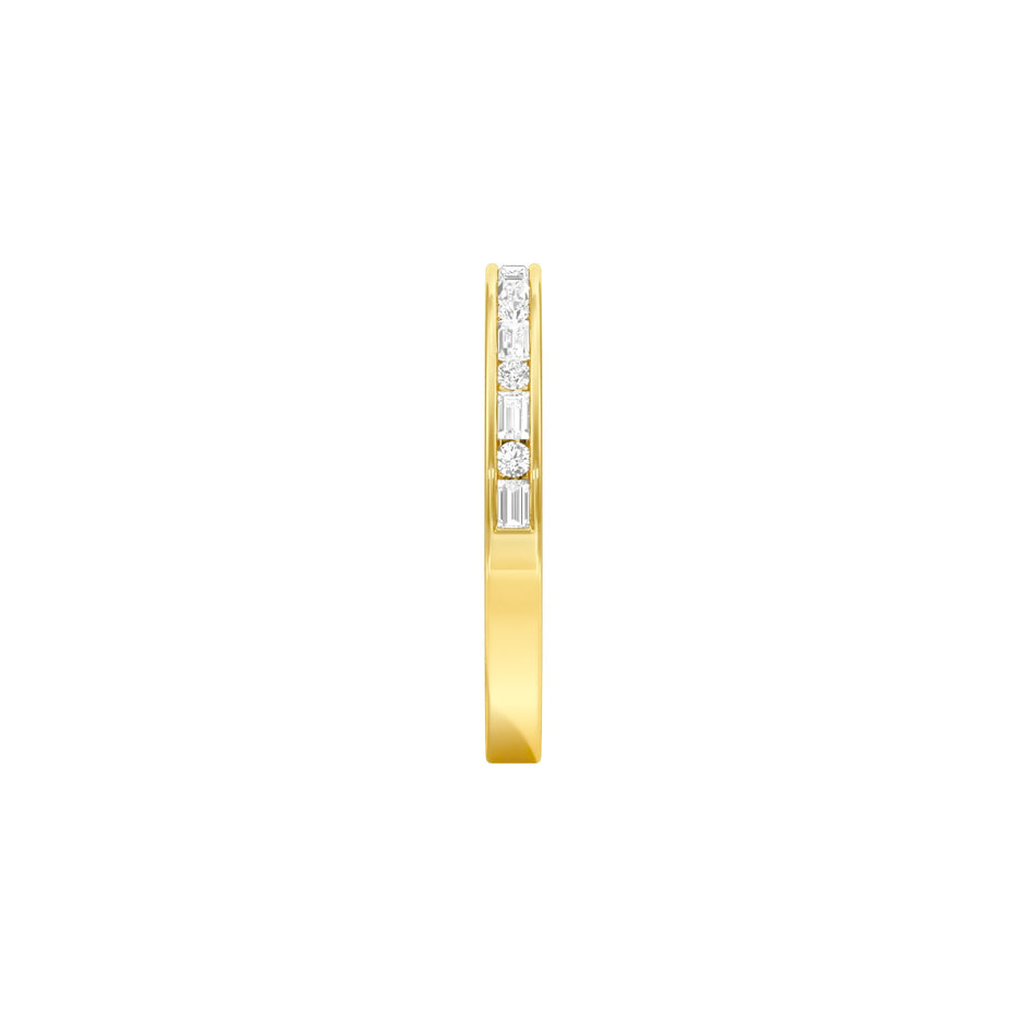 Round & Baugette Eternity Diamond Band Ring 18 KT / Yellow Gold / 18