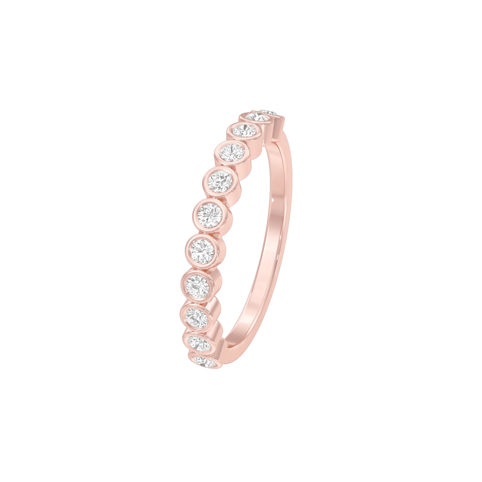 Ballerina Half Eternity Diamond Band Ring 18 KT / Rose Gold / 18