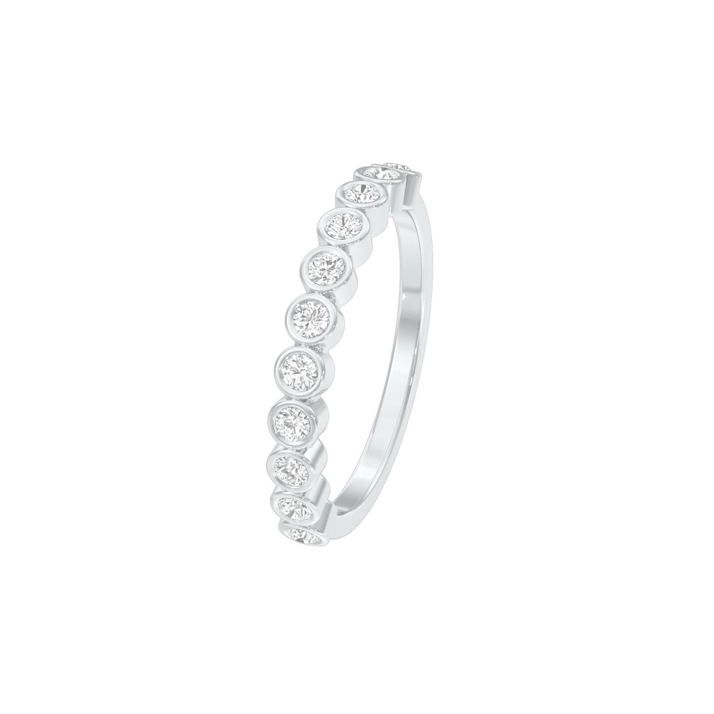 Ballerina Half Eternity Diamond Band Ring 18 KT / White Gold / 18