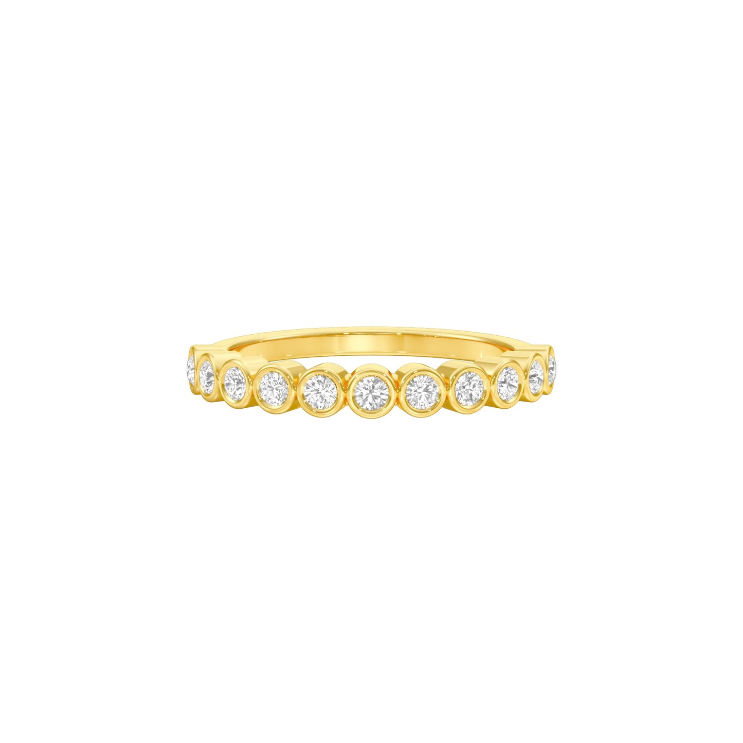 Ballerina Half Eternity Diamond Band Ring 18 KT / Yellow Gold / 18