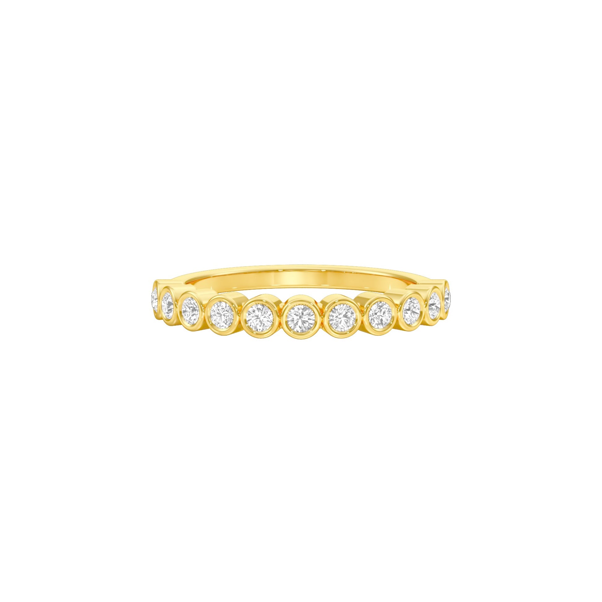 Ballerina Half Eternity Diamond Band Ring 18 KT / Yellow Gold / 18