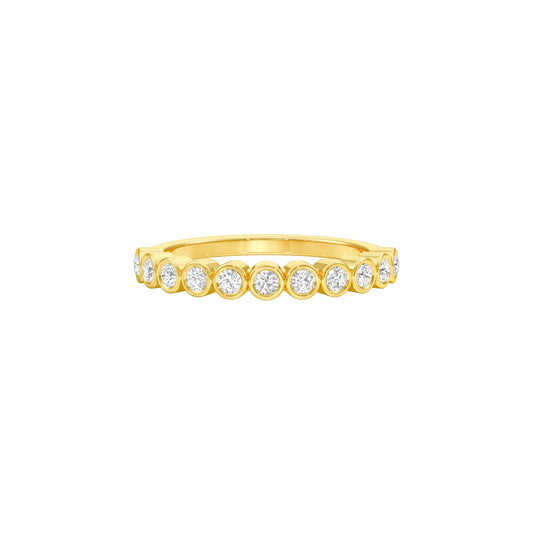Ballerina Half Eternity Diamond Band Ring 18 KT / Yellow Gold / 18