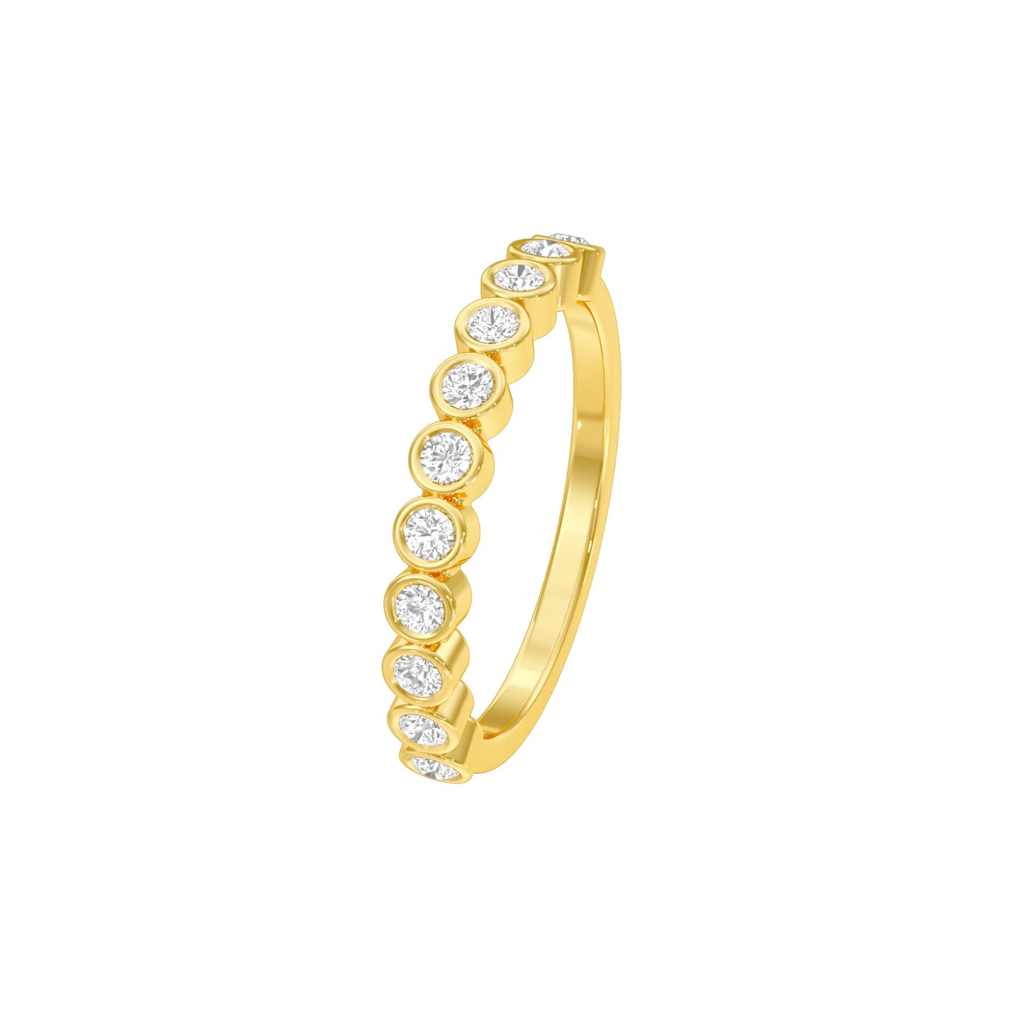 Ballerina Half Eternity Diamond Band Ring 18 KT / Yellow Gold / 18