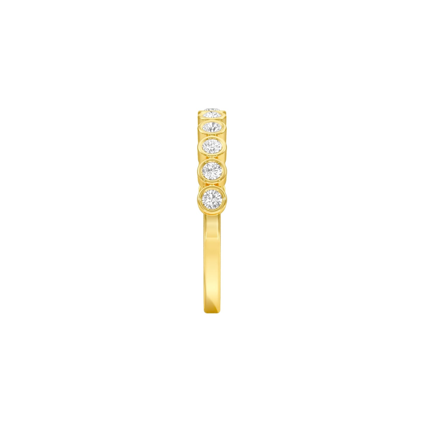 Ballerina Half Eternity Diamond Band Ring 18 KT / Yellow Gold / 18