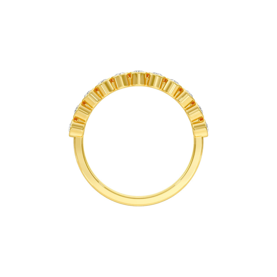 Ballerina Half Eternity Diamond Band Ring 18 KT / Yellow Gold / 18