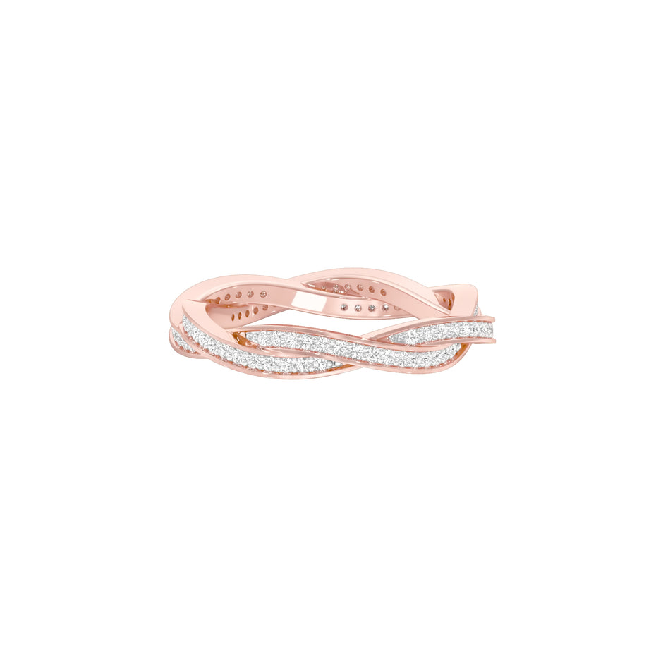 Braided Shimmer Diamond Band Ring 18 KT / Rose Gold / 18
