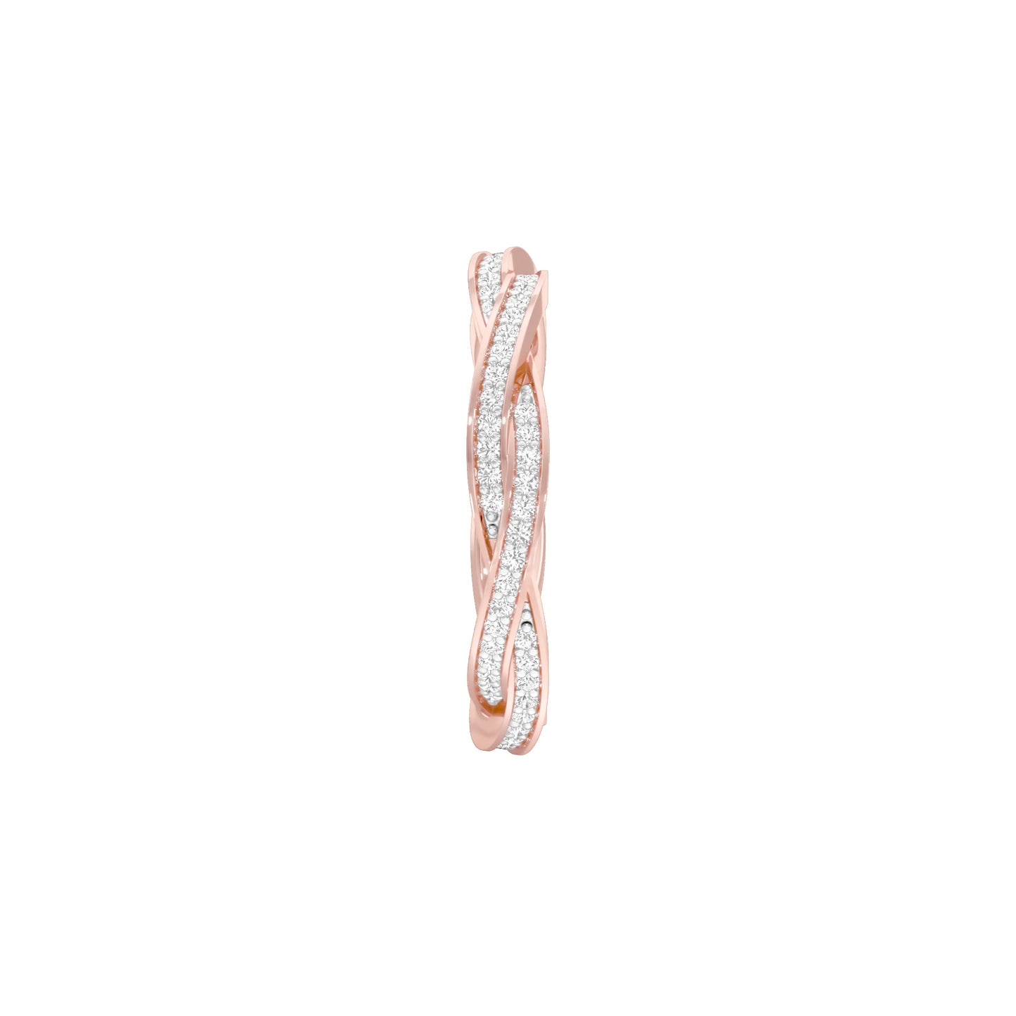 Braided Shimmer Diamond Band Ring 18 KT / Rose Gold / 18