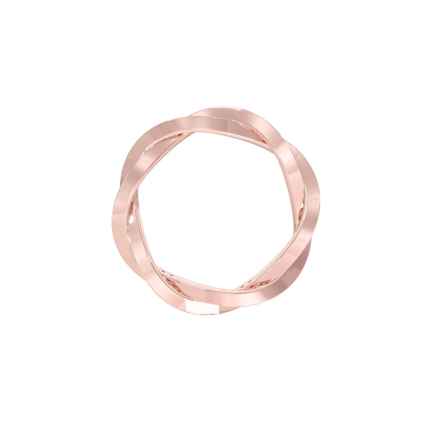 Braided Shimmer Diamond Band Ring 18 KT / Rose Gold / 18